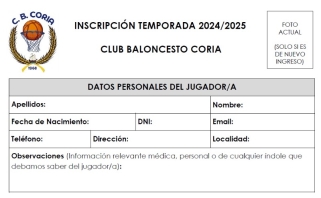 INSCRIPCIONES TEMPORADA 2024/2025